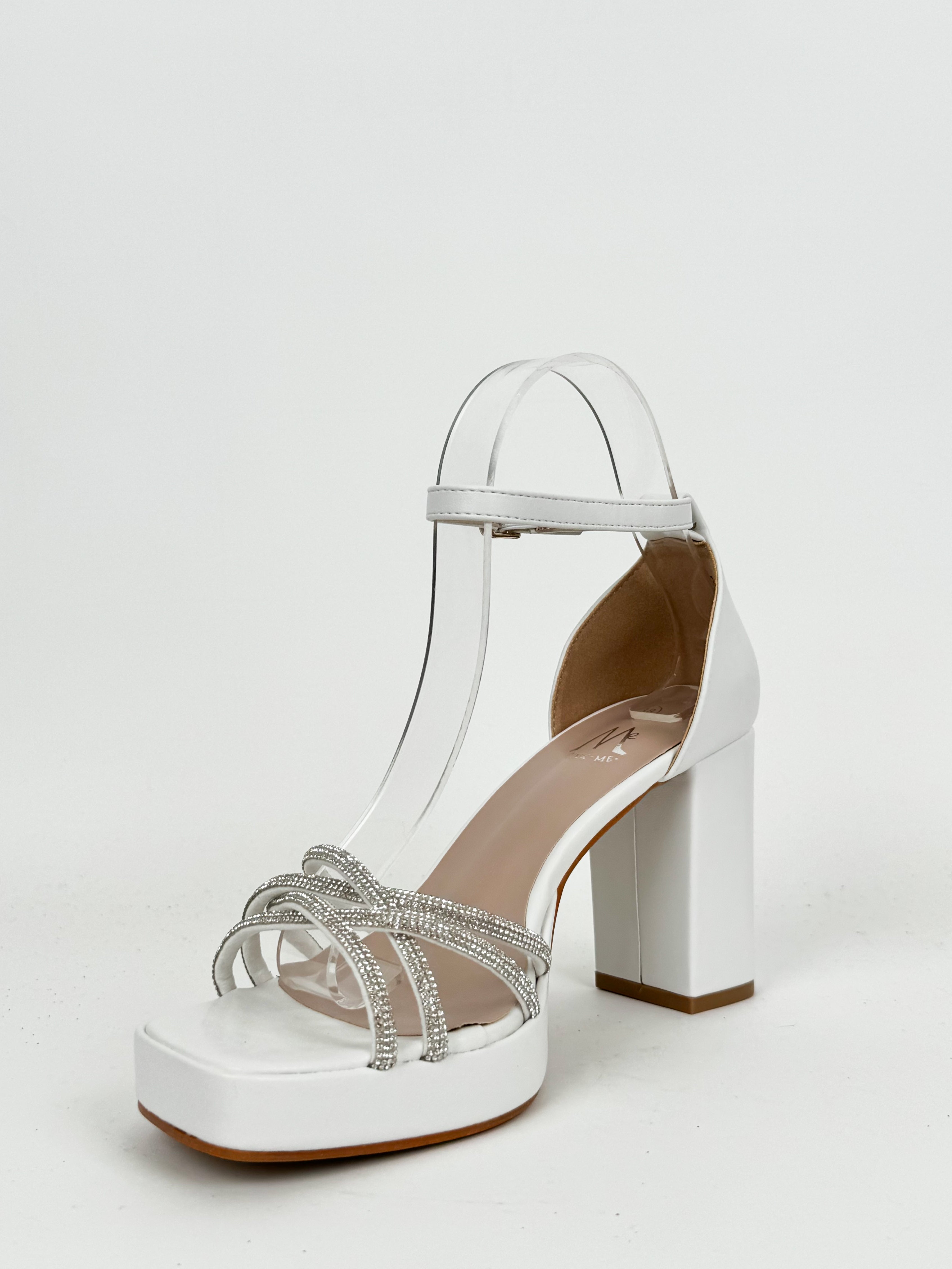 White glitter cross sandal