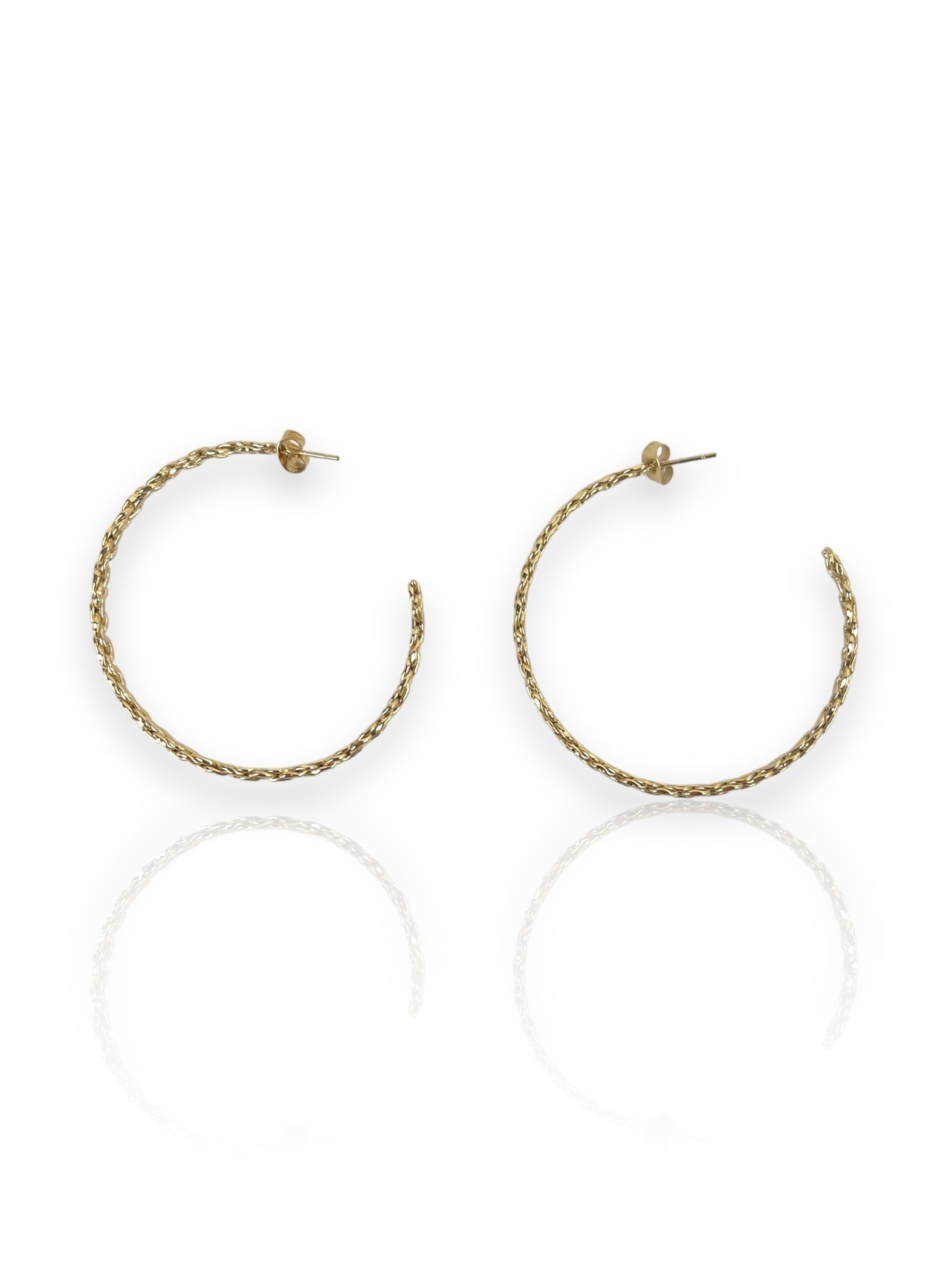 Semi hoop earrings gold plated chain