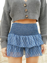 Blue printed mini nest skirt