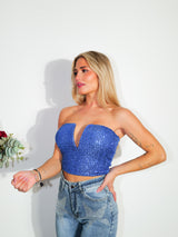 Blue glitter peak band top