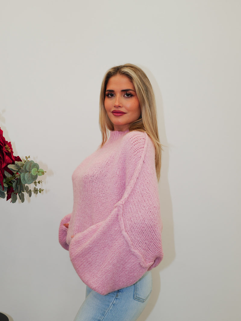 Pink oversize knitted sweater