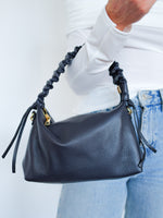 Navy terry leather shoulder bag