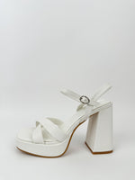 White cross platform sandal