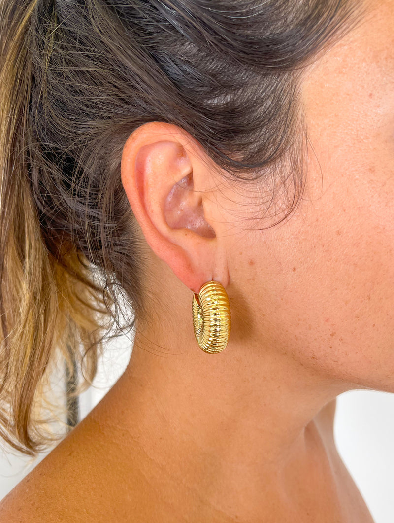 Gold plated thick hoop earrings