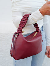 Burgundy leather shoulder bag