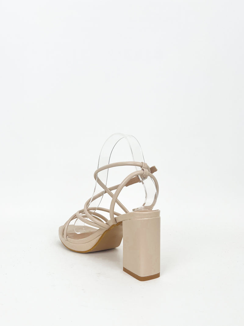 Nude interlaced platform sandal