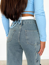 Denim boxer waist pants