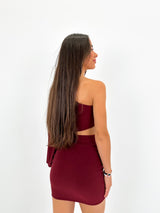 Wine asymmetric mini dress