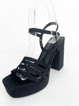 Black banded platform sandal