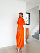 Orange knot sleeve dress