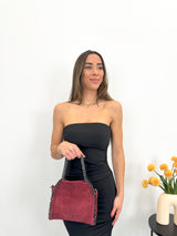 Burgundy suede pocket bag