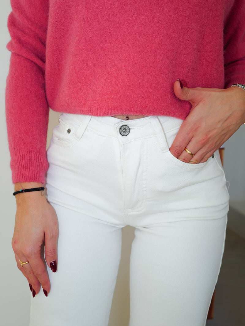 Straight white denim trousers