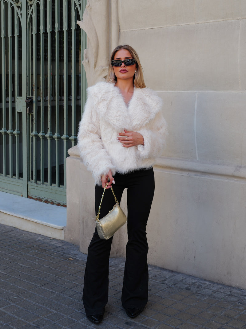 White lapel fur jacket