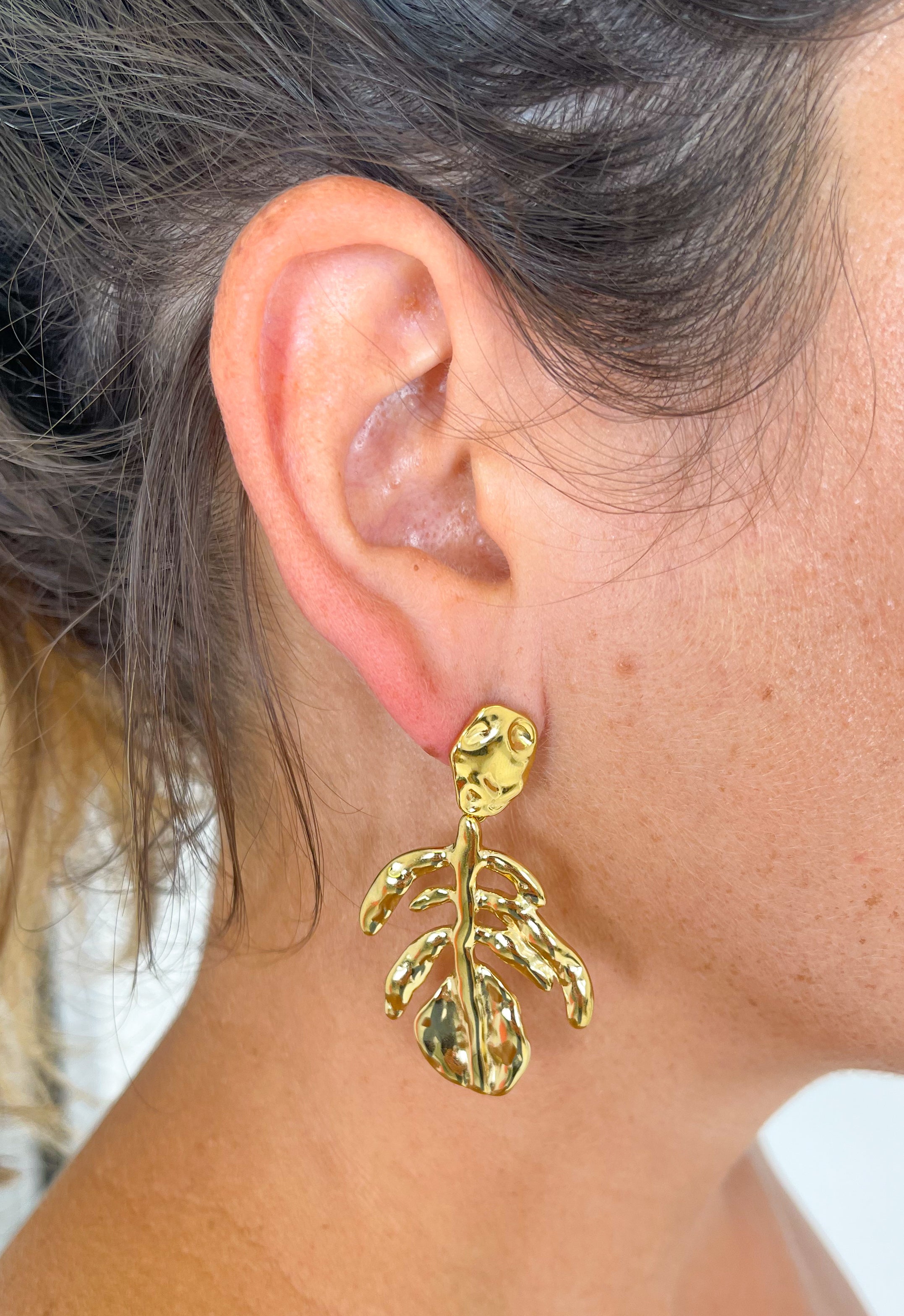 Gold leaf earrings