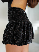 Black glitter pompom skirt