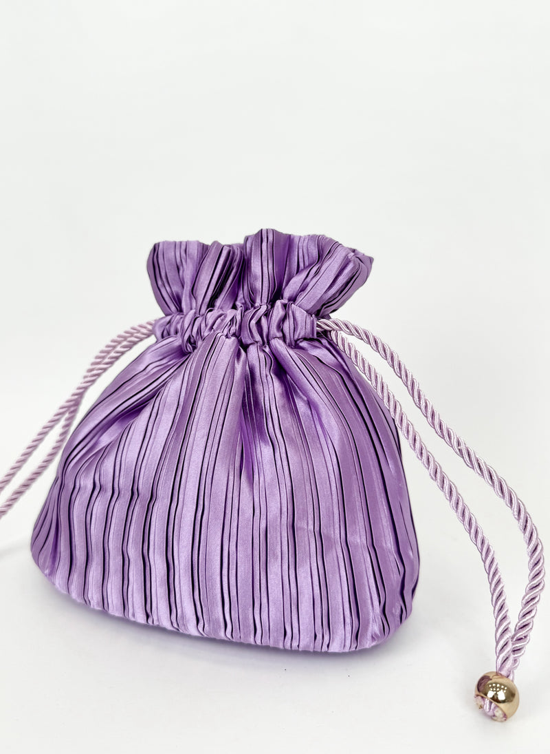 Lilac satin clutch bag