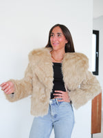 Beige fur lapel jacket