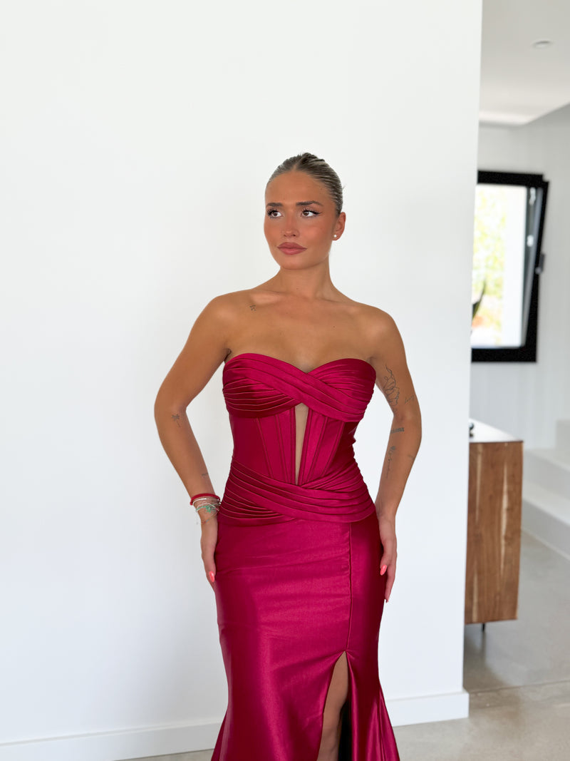 Bordeaux strapless dress burgundy