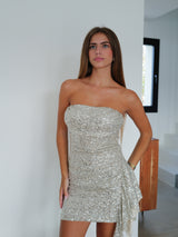 Glitter dress with pearl frill band