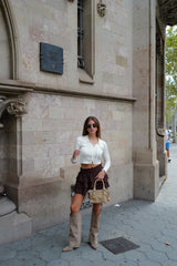 Chocolate ruffled mini nest skirt