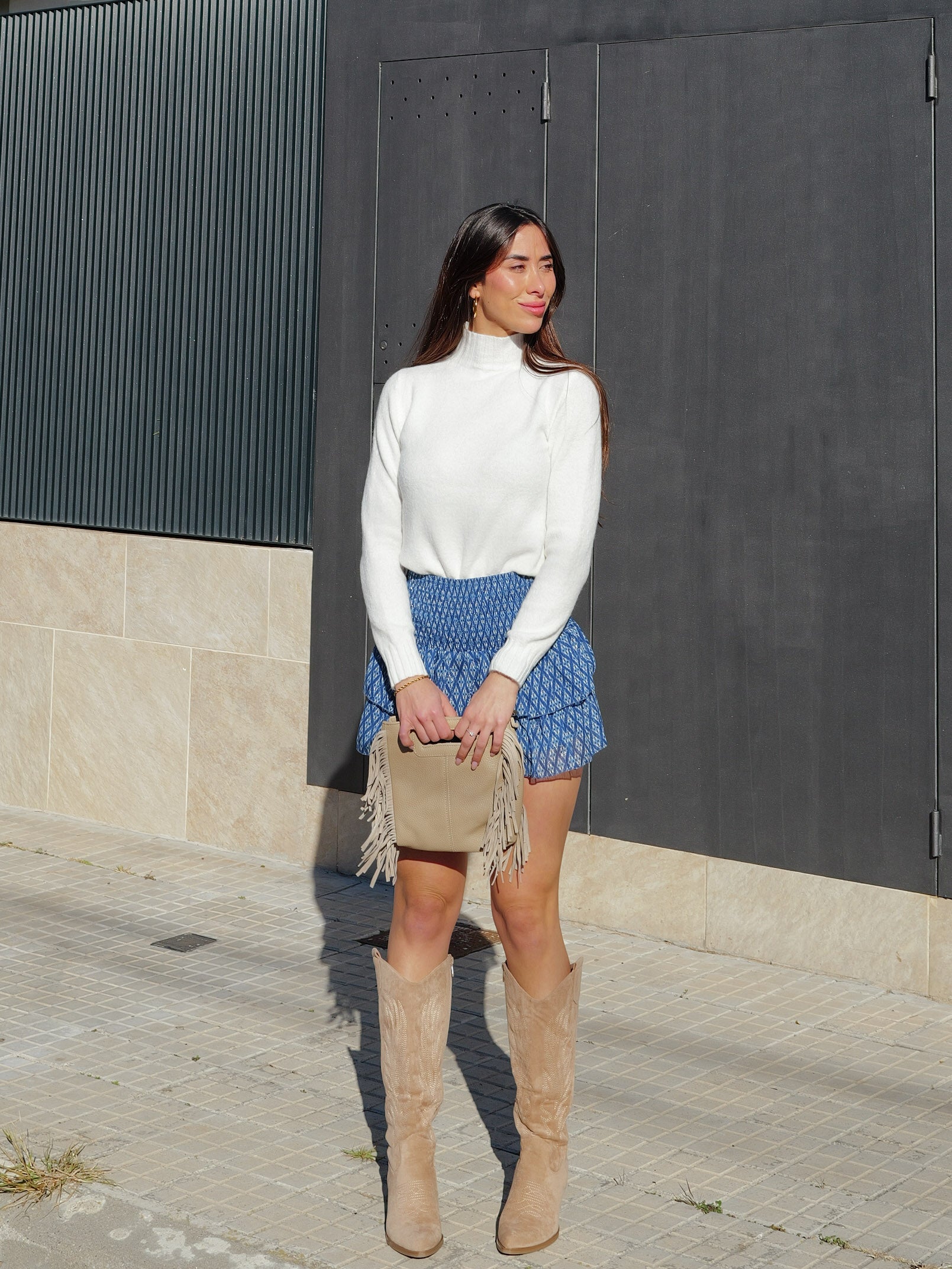 Plain white turtleneck sweater