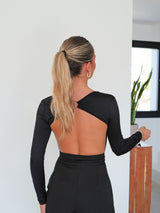 Black V-Back bodysuit