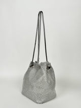 Silver party clutch bag