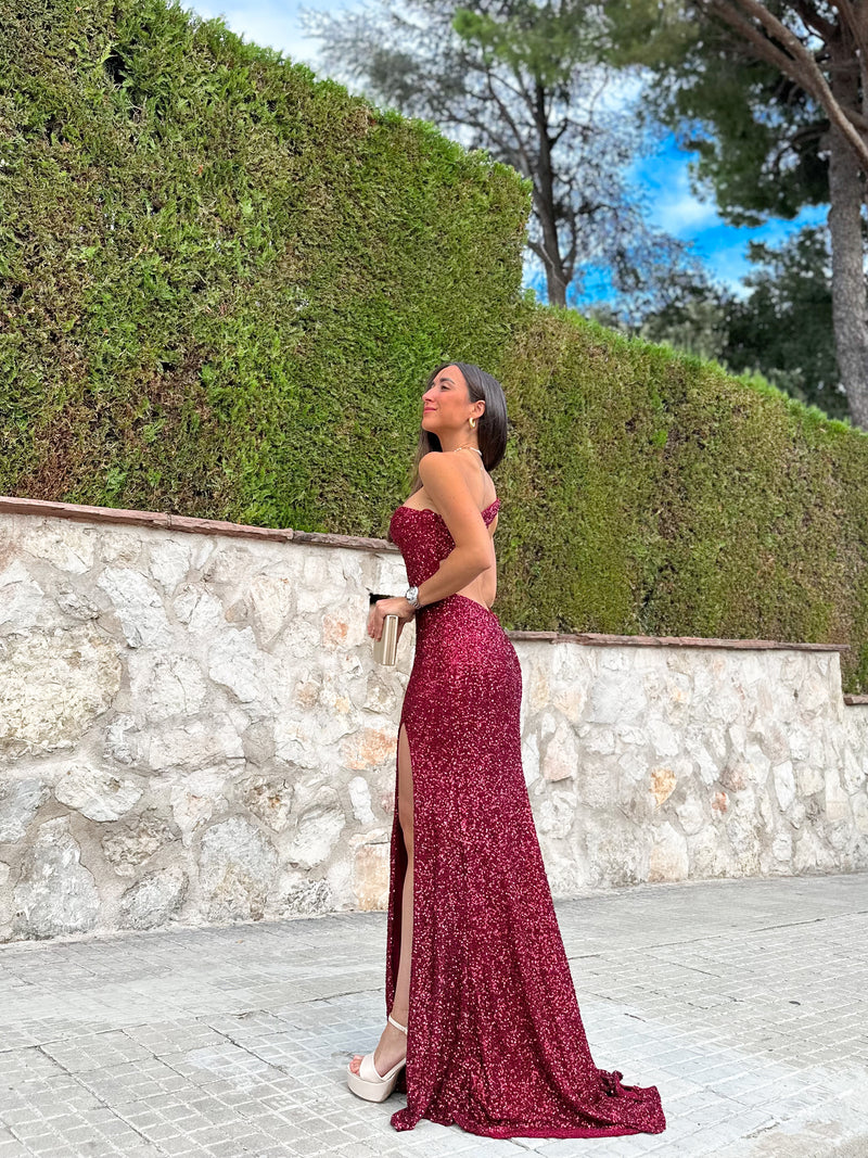 Glitter burgundy mermaid dress