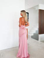 Pink mermaid strapless back dress