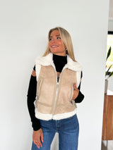 Beige double face vest