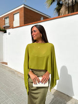 Olive gauze cape shawl