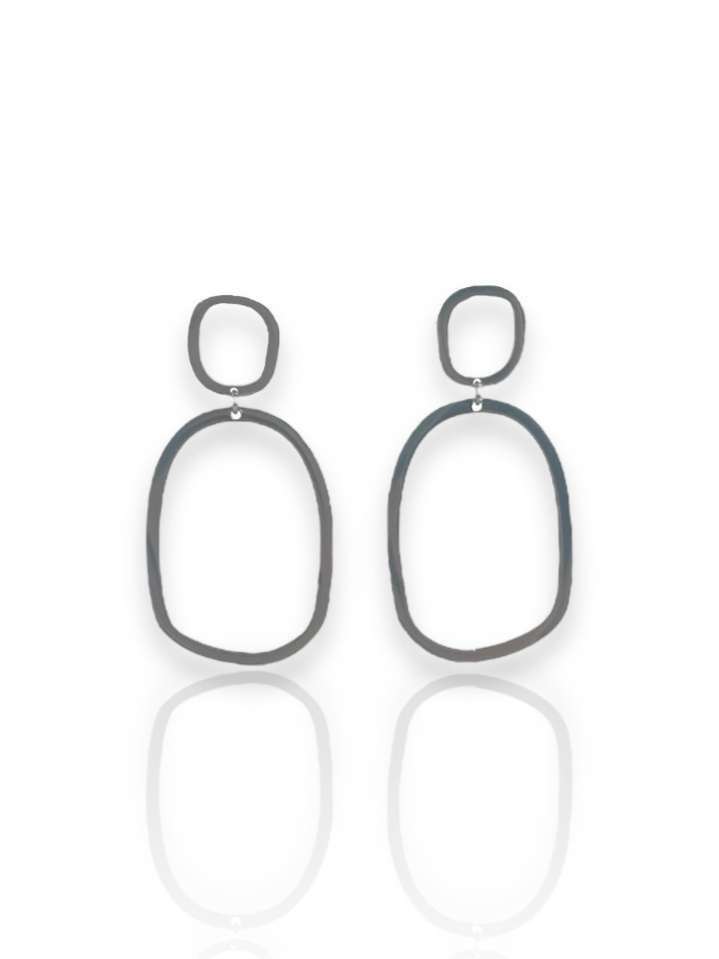 Silver plated oval earrings