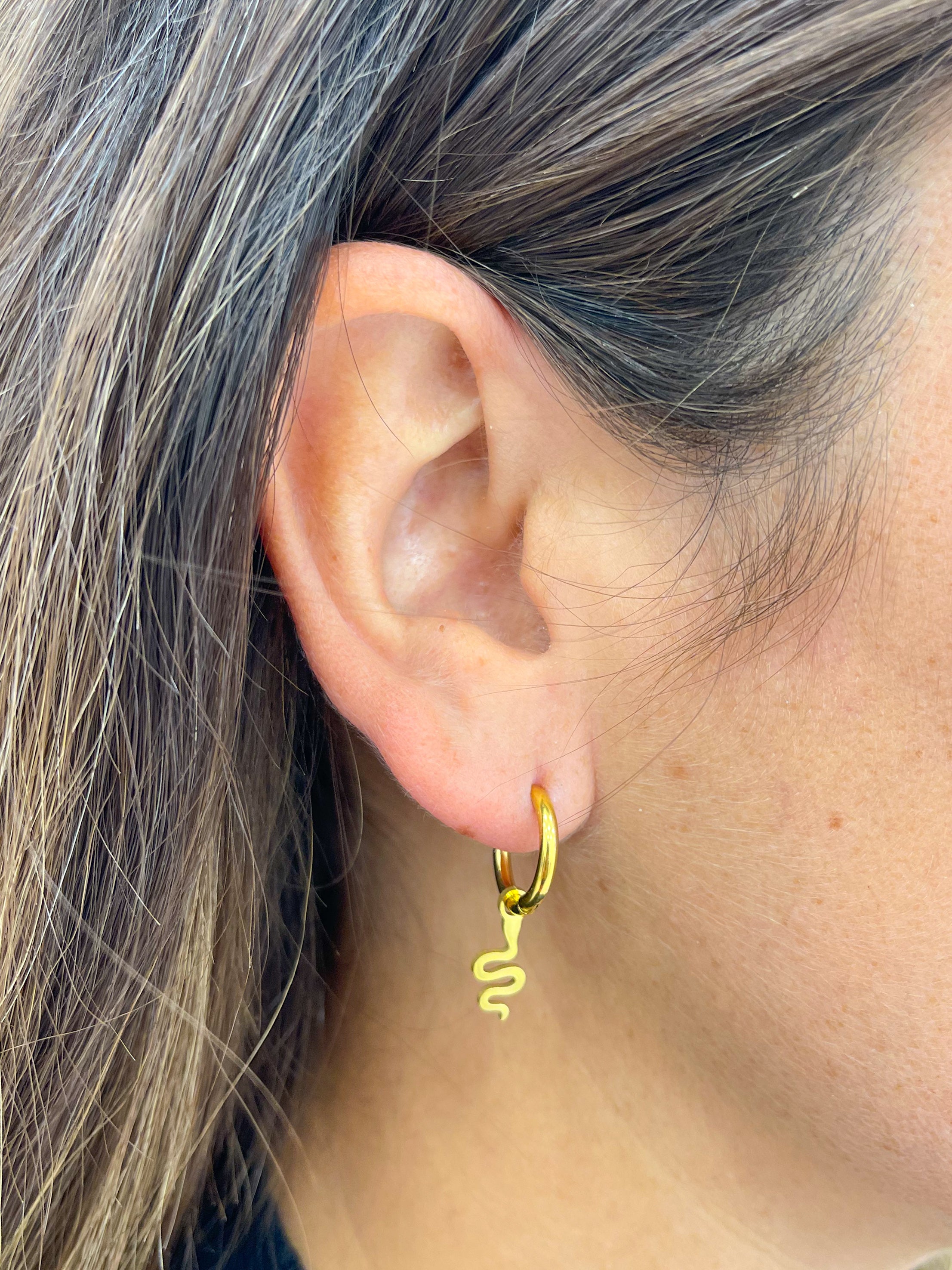 Gold snake hoop earrings