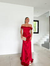 Red satin whale dress