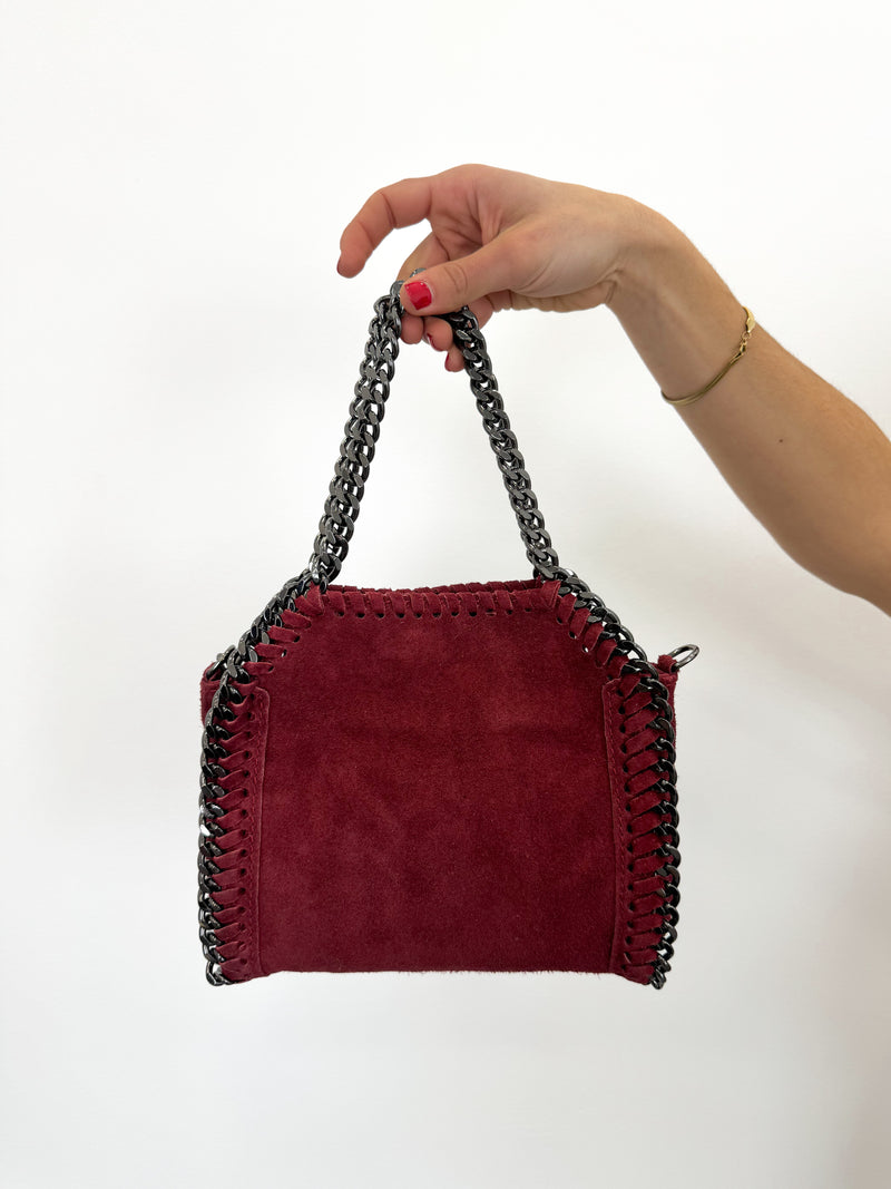 Burgundy suede pocket bag