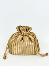 Gold satin clutch bag