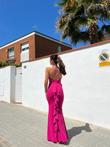 Fuchsia long tail dress