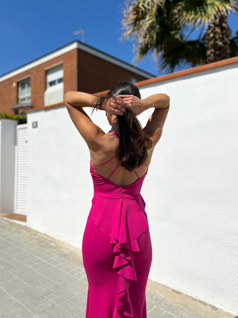 Fuchsia long tail dress