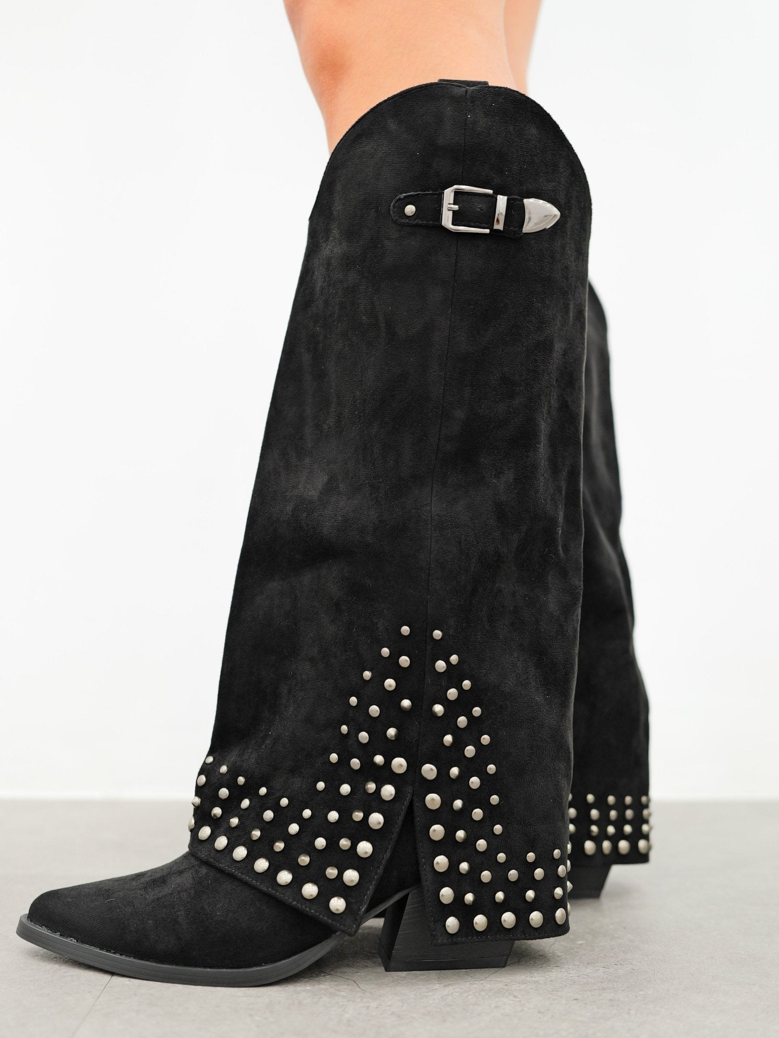 Black suede studded flap boot - Sorellas The Brand Barcelona S.L