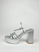 Silver banded platform sandal