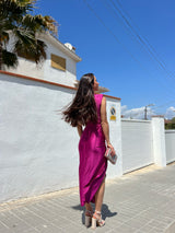 Yellow bow neckline dress