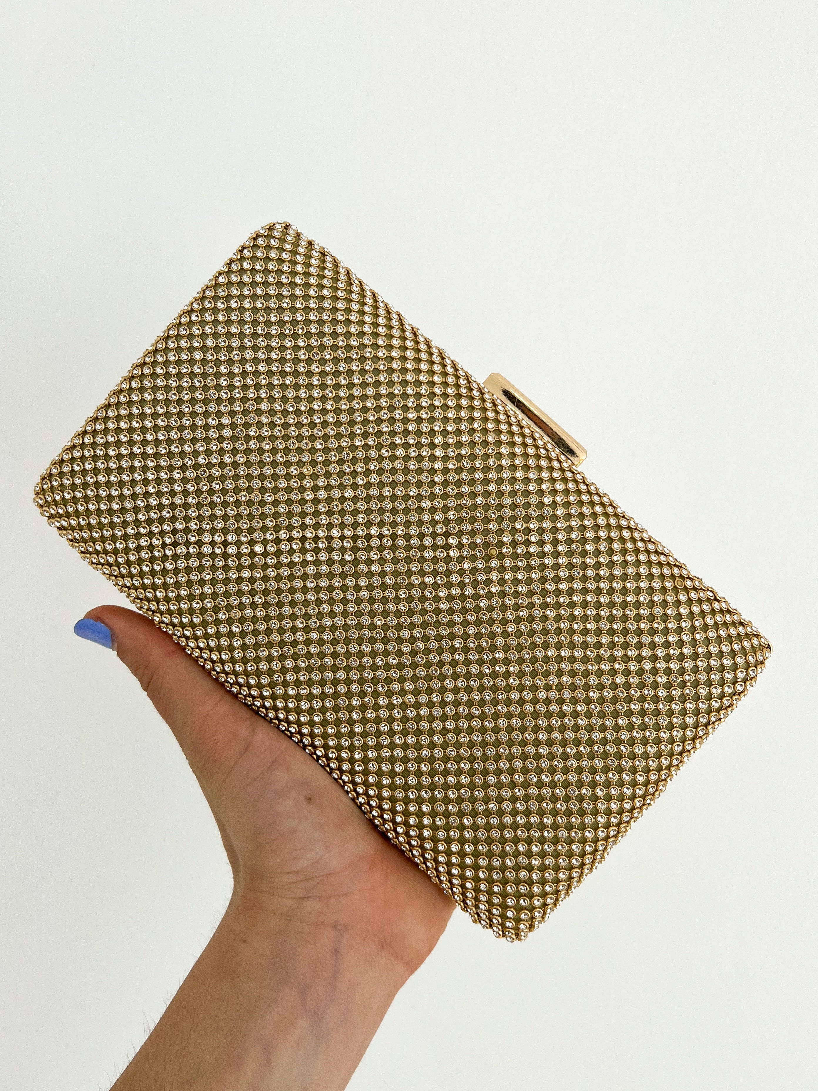 Gold glitter effect clutch