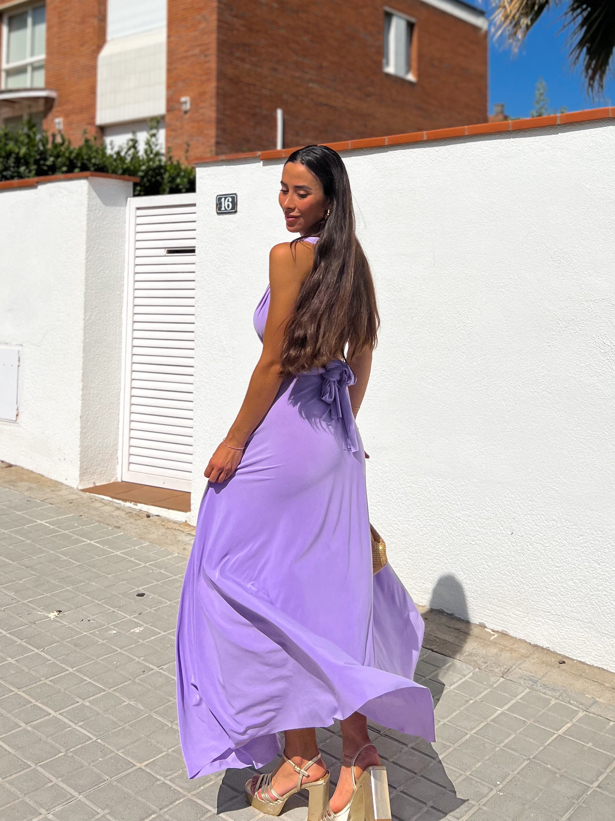 Long multi lilac dress