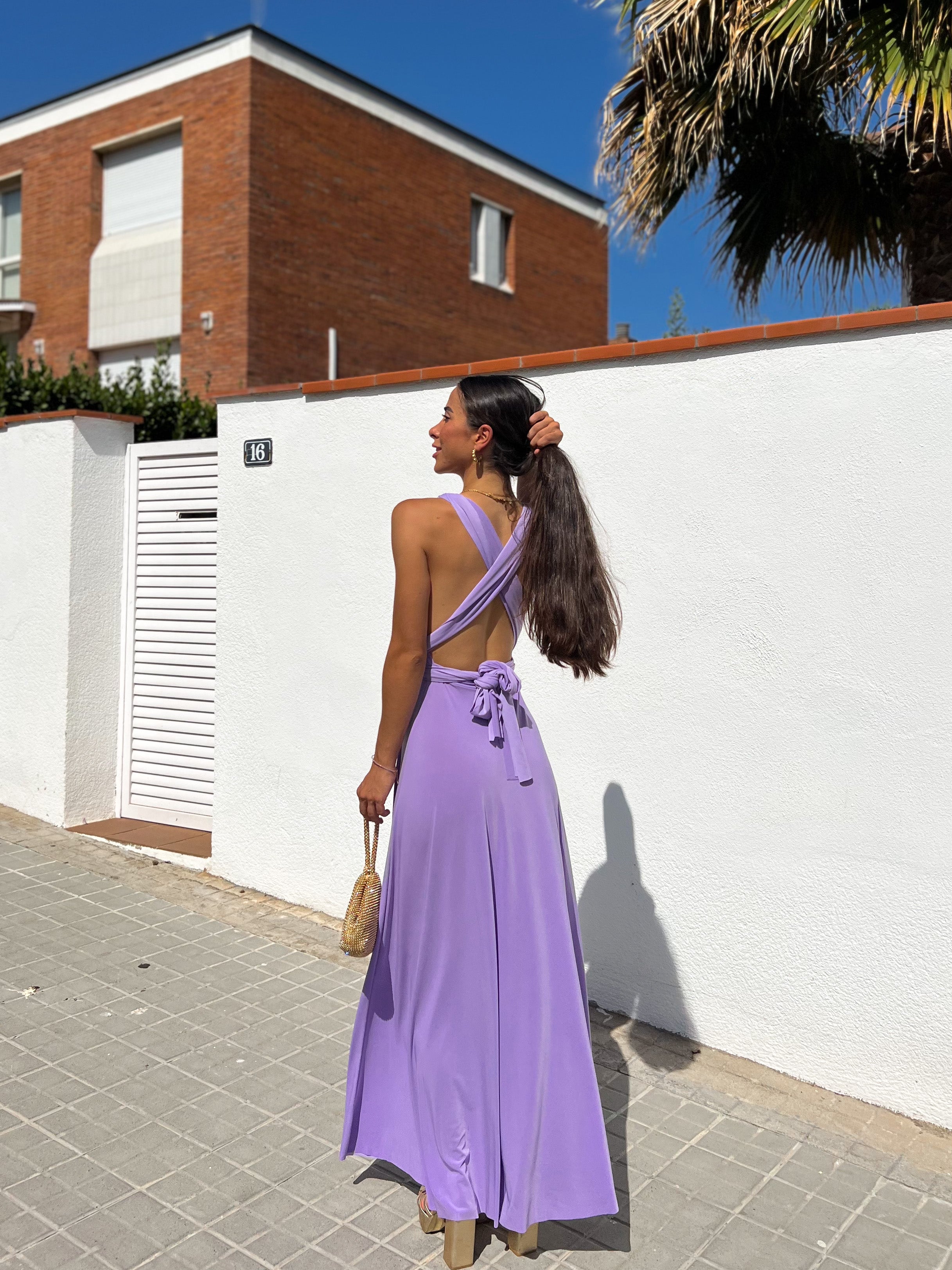 Long multi lilac dress