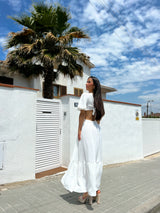 White linen effect ring dress