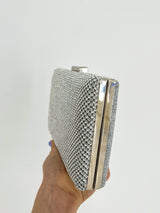 Silver glitter effect clutch