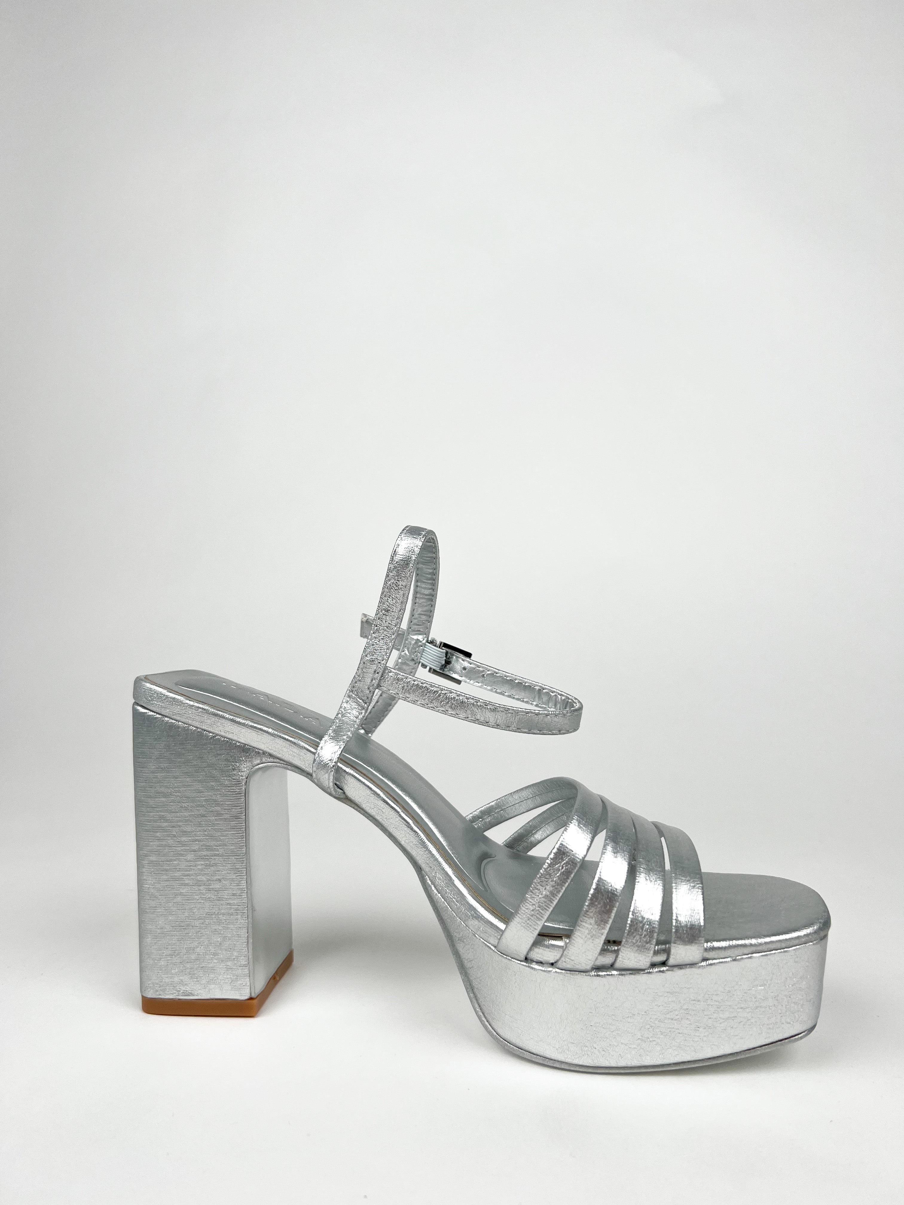 Silver banded platform sandal