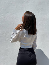 White satin lace blouse