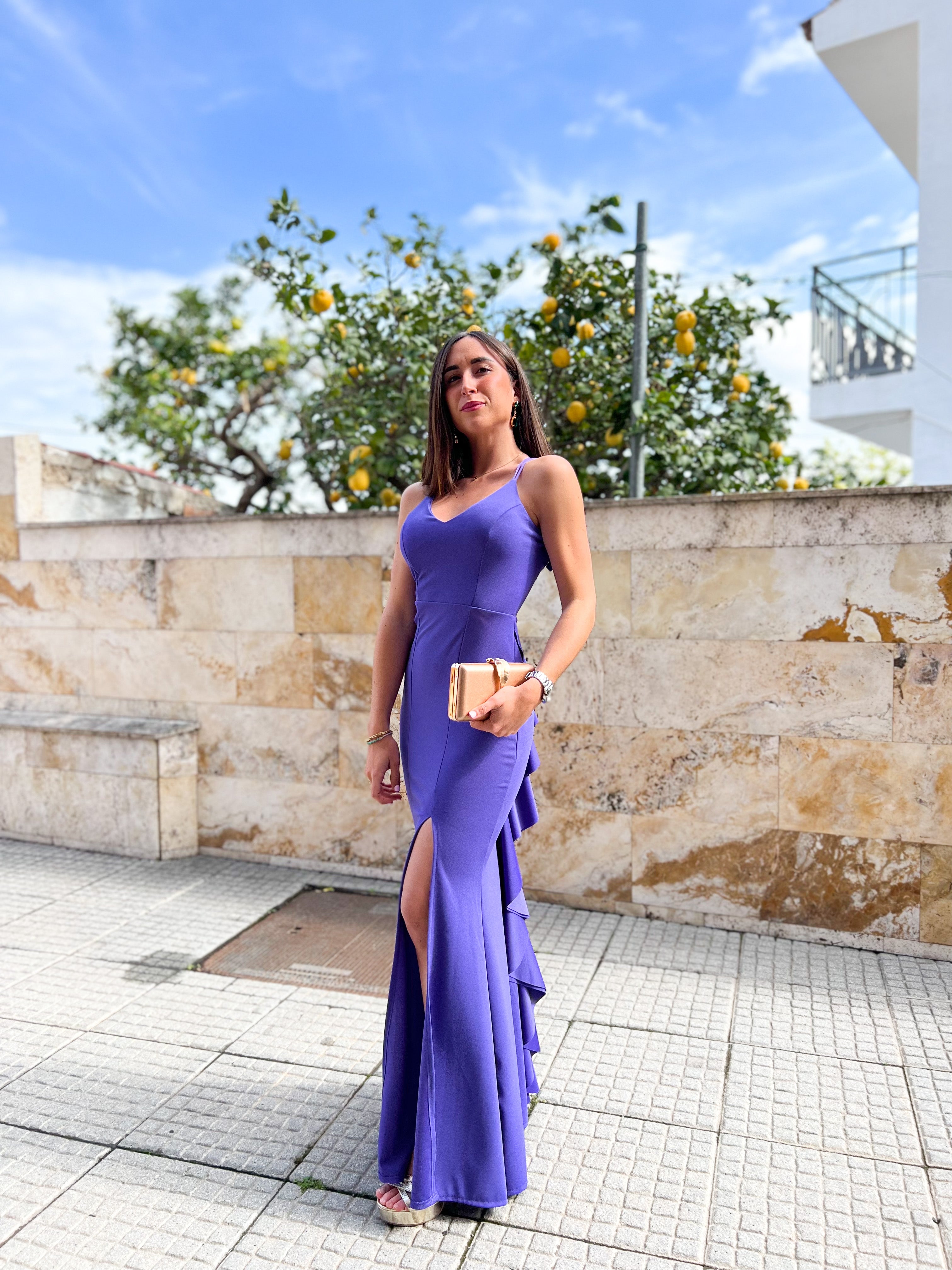 Long purple tail dress