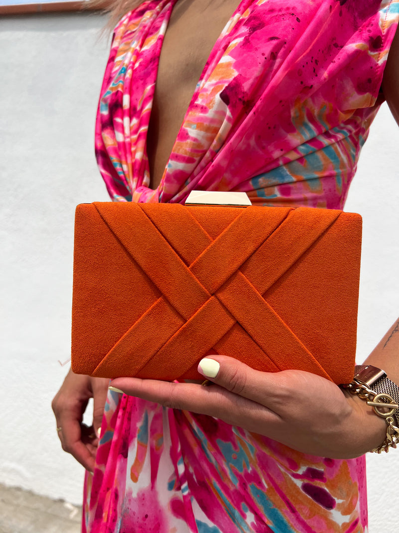 Orange braided clutch